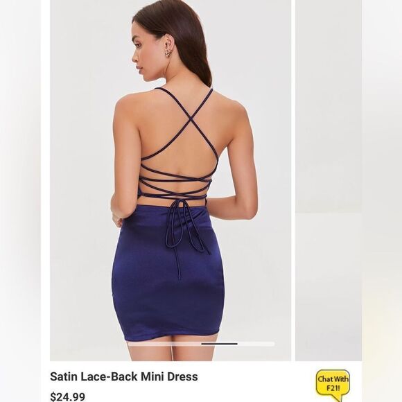 Satin Lace-Back Mini Dress in orange size M - Picture 5 of 7